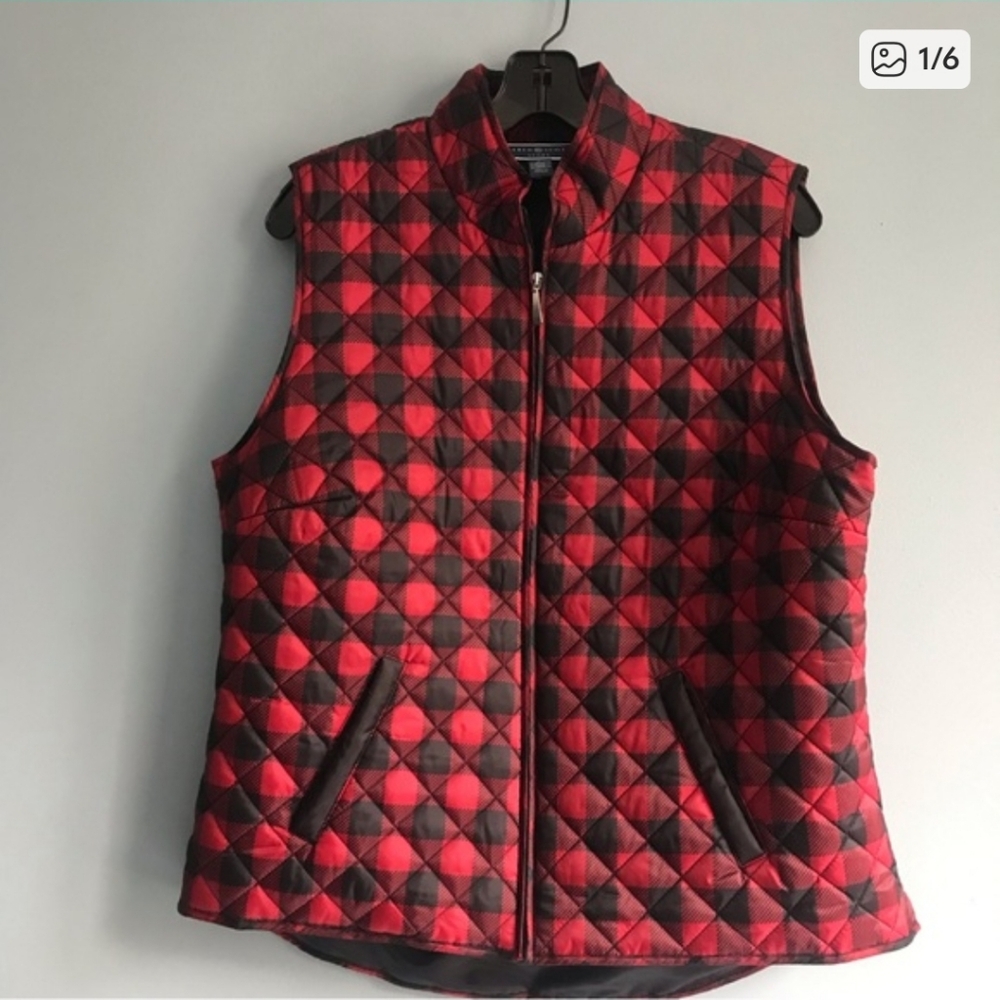 Karen Scott Sports Womens Amadeus Fall/Winter Plaid Vest Sz L